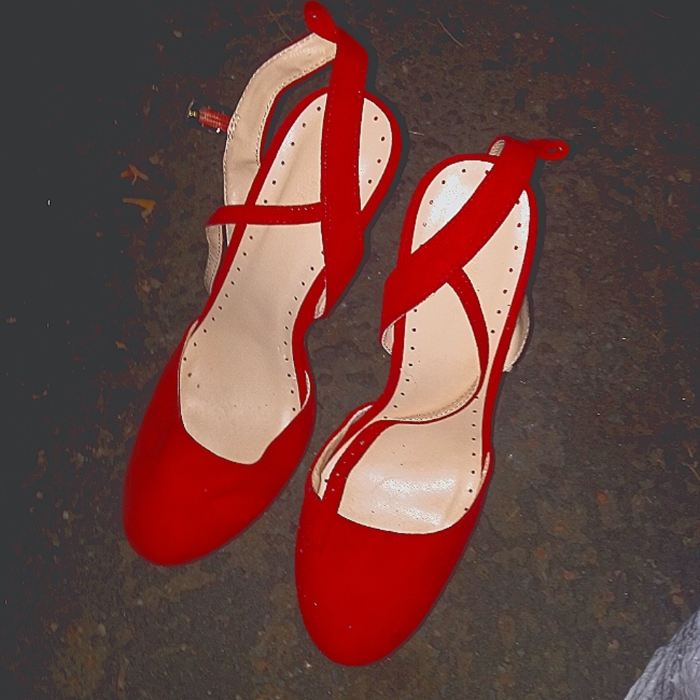 Red Strapped Heels Size 7